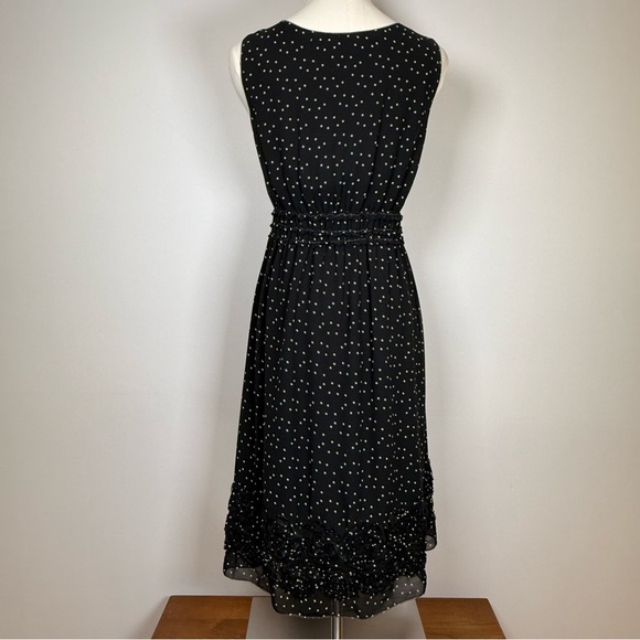 Max Studio Sheer Sleeveless V-Neck Black With White Polka Dots Dress Size Small - Picture 3 of 16